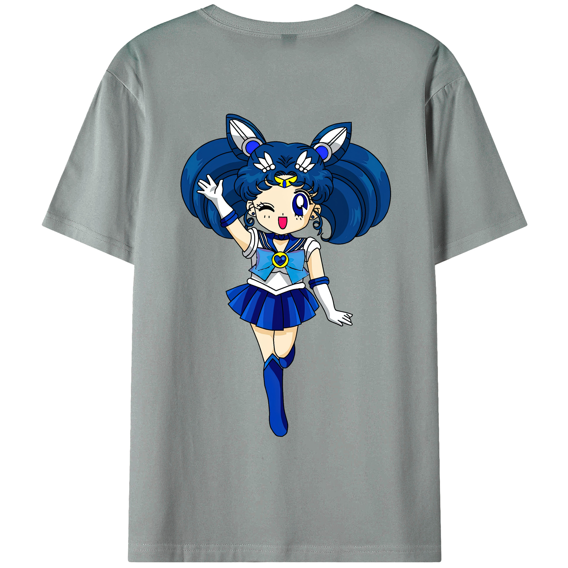 （画像用） 美少女戦士セーラームーン 水野 亜美 みずの あみ Sailor Moon Mizuno Ami 綿100％ メンズ半袖Tシャツ（バックプリント） 通気性